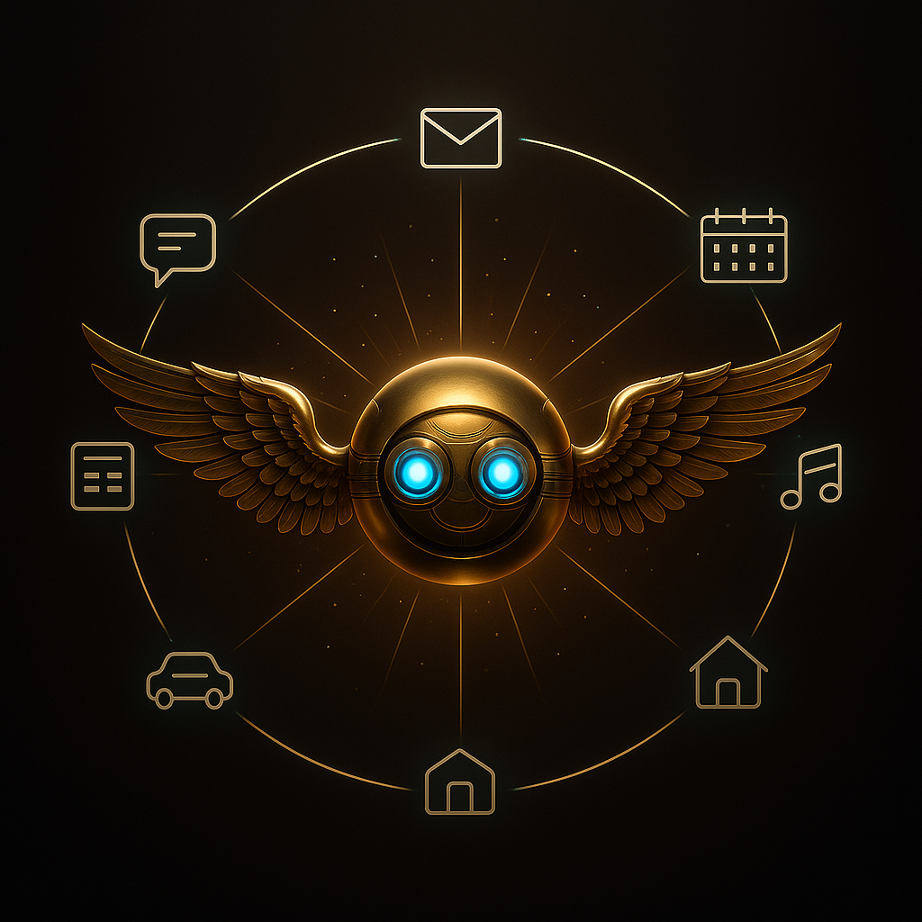The Demi orb at the center of an orbital ring of connected service icons